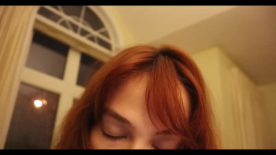 ASMR moaning and whispering of sexy red haired teen with big boobs