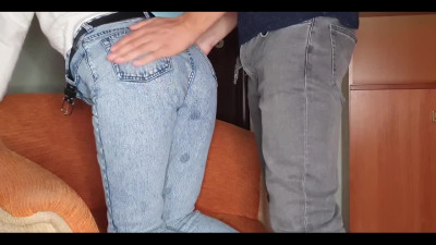 18yo girl takes off her skinny jeans for doggy sex on a first date