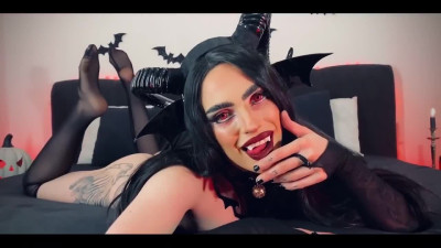 Succubus cosplay: Demon girl is sloppy head at private Halloween party (PMV)
