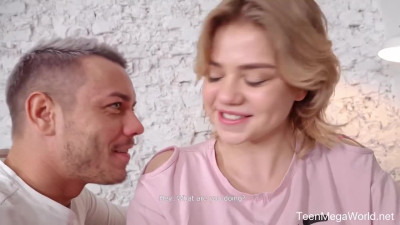 Juicy blonde angel banged with tutor's hard stick