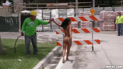 Latina shows naked body in Public and fucks hard with her BF