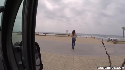 Bubble butt babe with small tits blows monster dick in the bang bus