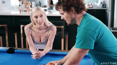 Lucky bastard fucks two whores near the pool table