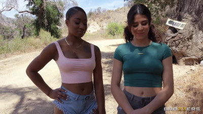 Black chick and her bff share hard cock of a tourist