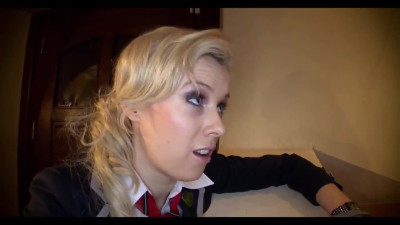 Tricky schoolgirl fools around with two teachers while hidden cam is filming it