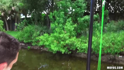 Caught bae can do nothing but fuck with voyeur in the garden