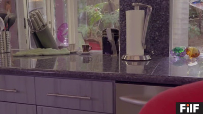 Pretty stepsis banged hard in the kitchen