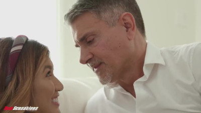 Asian schoolgirl deals with Stepdad's Big Cock in her wet Pussy
