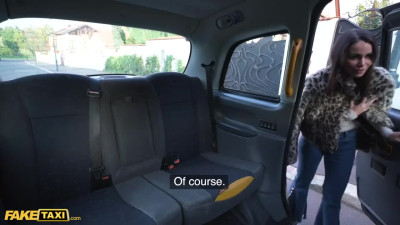 Foxy Jessy Jey gets cum on her pussy after fuck in the Fake Taxi