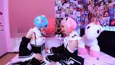 Anime cosplay lesbians have divine time together