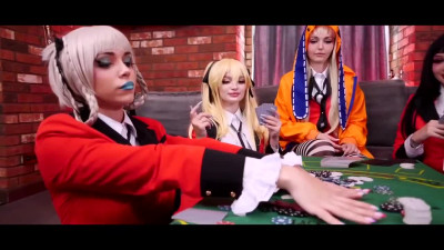 Insane in-home orgy with Kakegurui cosplay girls and boys