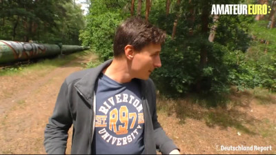 German teen thot has a quick fling with a stranger in the forest