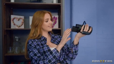 Big-Titted Redhead nanny films herself and fucks with Huge Cock