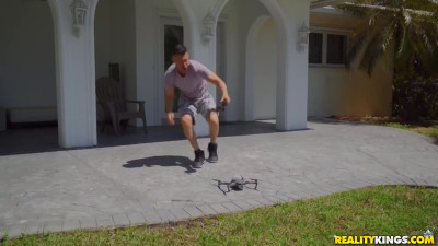 Tricky neighbor spies with drone and fucks busty Kenzie's ASS!