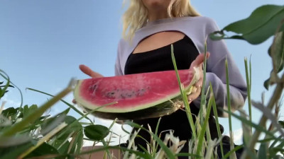 Solo Blonde princess flashing tits and pussy in Public