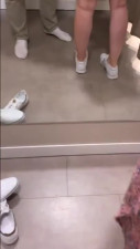Blowjob from a nerdy gal in a fitting room - public oral sex