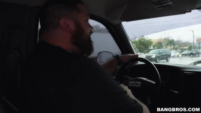 Picked-Up nerdy girl gives head to stranger in sex bus