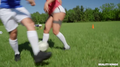 Soccer team slut with small tits gets Ass Fucked with Big Hammer