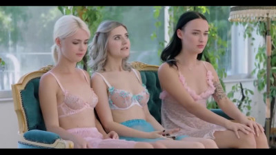 Lesbian foursome: Dominant woman punishes bad girls with a whip