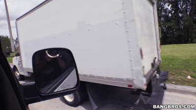 Easy girl hops in a car to be a slut with a fat cock