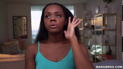 Ebony twat down for white cock of her roommate