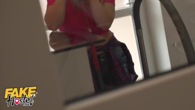 New busty cleaner got very dirty at that hostel