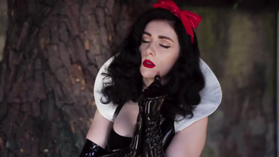 Snow White Cosplay Non-Nude Show with Brunette in Leather Suit