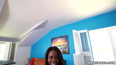 Dude can't resist big boobies of an ebony starlet