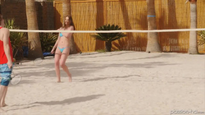 Redhead beauty gives Head and rides big cock Outdoor