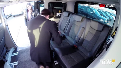 Public fuck in a traffic jam with see-through windows