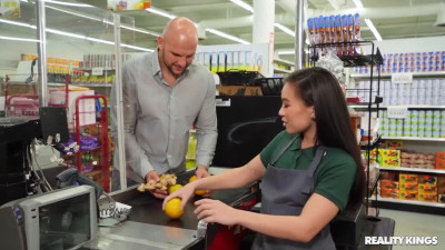Interracial public sex in a grocery store ft. teen Asian Kimmy Kim