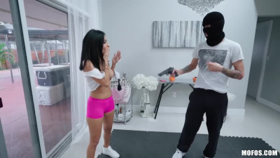 Two pretty girls decide to fuck thief in mask - threesome porn