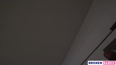 Rough anal fuck with bondage for skinny blonde during massage with BBC