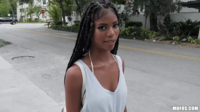 Gorgeous ebony teen rides a BWC of stranger