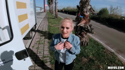 Naughty blonde has a quick fuck with a truck driver pov