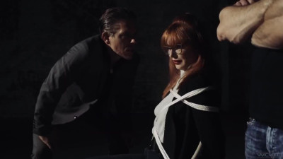 Redhead bitch takes two cocks as the most hungry for fuck woman in the world