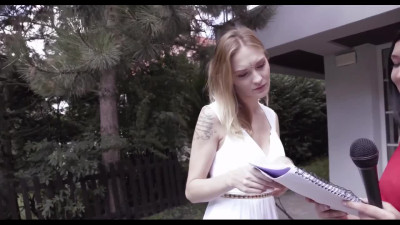 Unexpected threesome with two hot babes for an interview