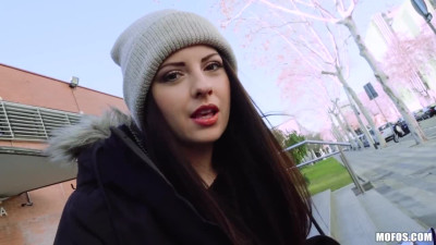 Dirty slut Rebecca Volpetti fucks with stranger for cash outdoors