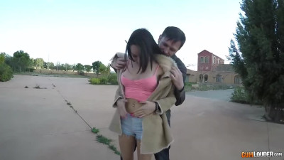 Teen angel wants an outdoor anal bang with huge cock right in the public space