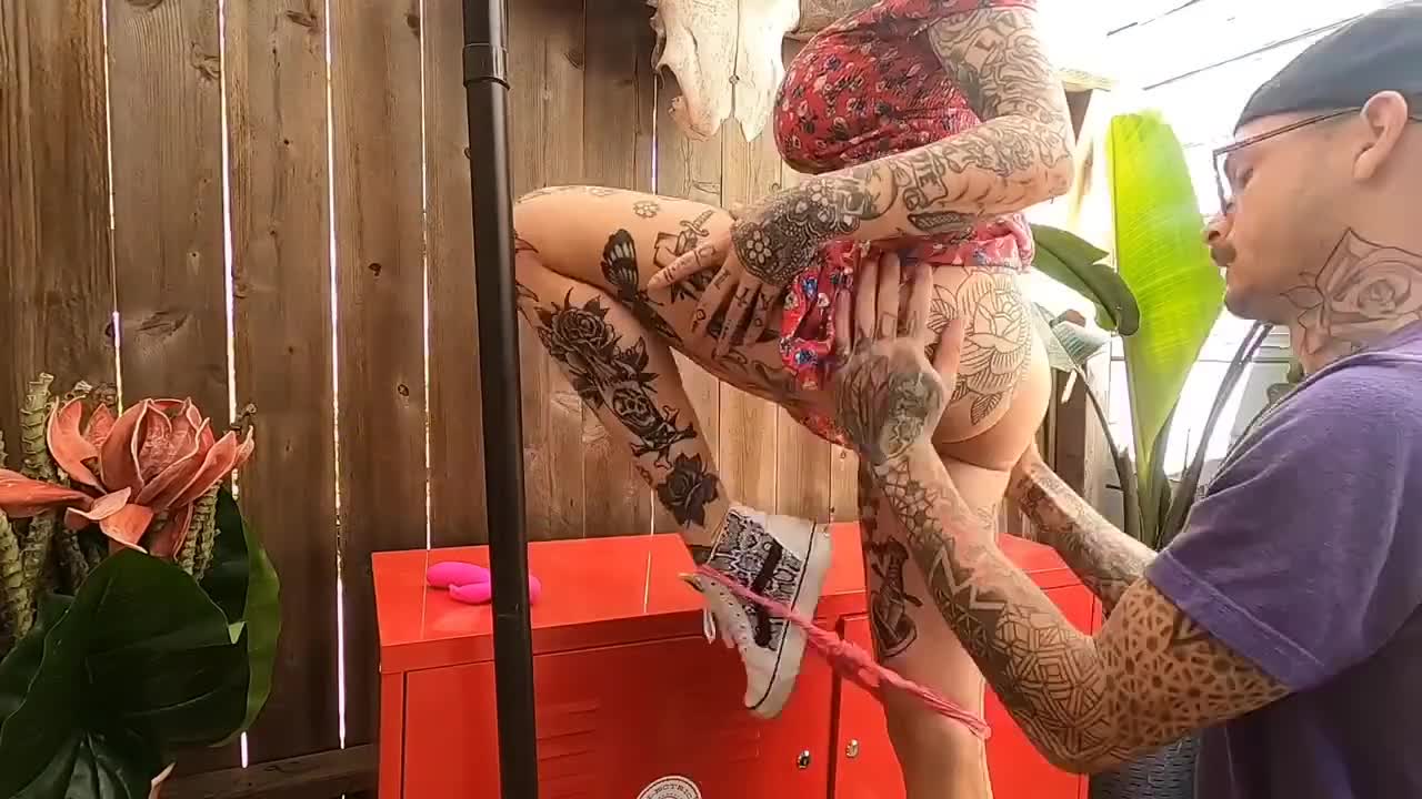 Watch Horny tattooed couple fucking in the backyard Full. Duration: 06:17 | ePornBabe.