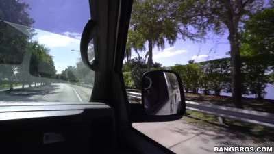 Pretty Hailey sucks monster cock in a car!