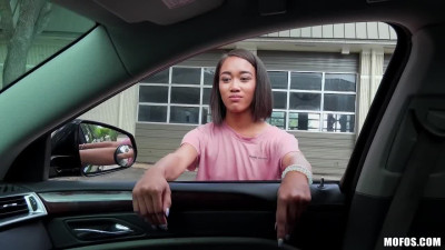 Asian slut asks for a ride and ready to pay with her pussy