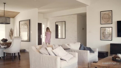 Skinny blonde teen masturbates and rides a dick in this passionate scene