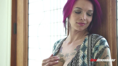 Busty milf angel has a solo time with her fingers and huge dildo toy