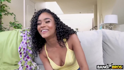 Cute curly ebony Scarlit rides BBC