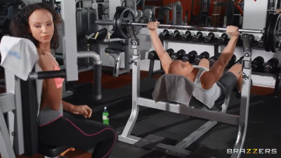 Fit ebony sucks white dick and fucks with Instructor