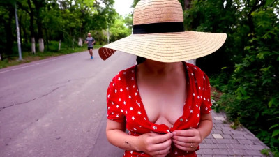 Wife feels free and gets naked on the beach! She jerks and gets Cumshot