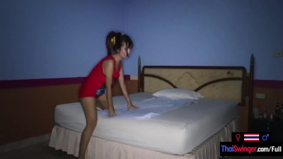 Thai girl rimming man and fucked after massage