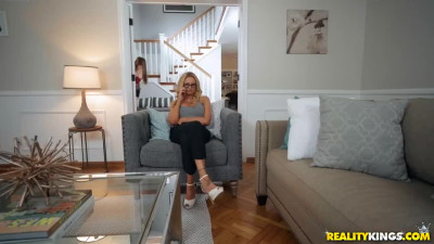Busty milf step mom join a sex party with her son and his gf after getting them caught