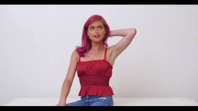Gorgeous purple-hair hon gets pov overwhelmed by a cocky man during casting